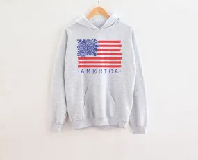 Floral American Flag Adult Hoodies