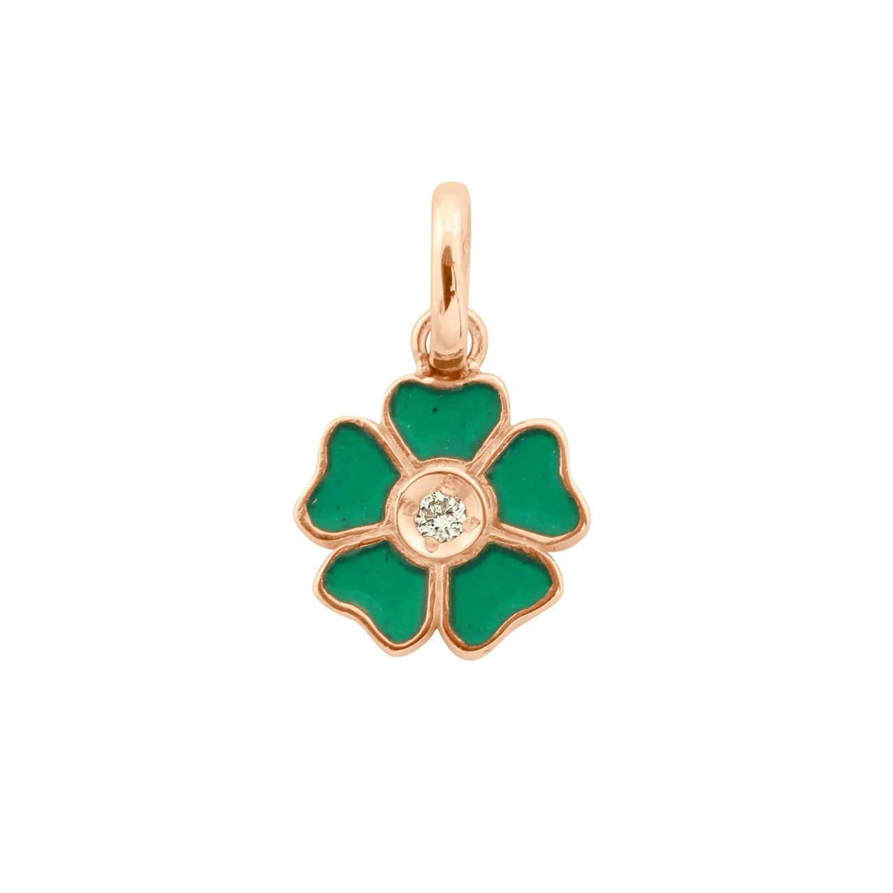 Flower Emerald Diamond Pendant, Rose Gold