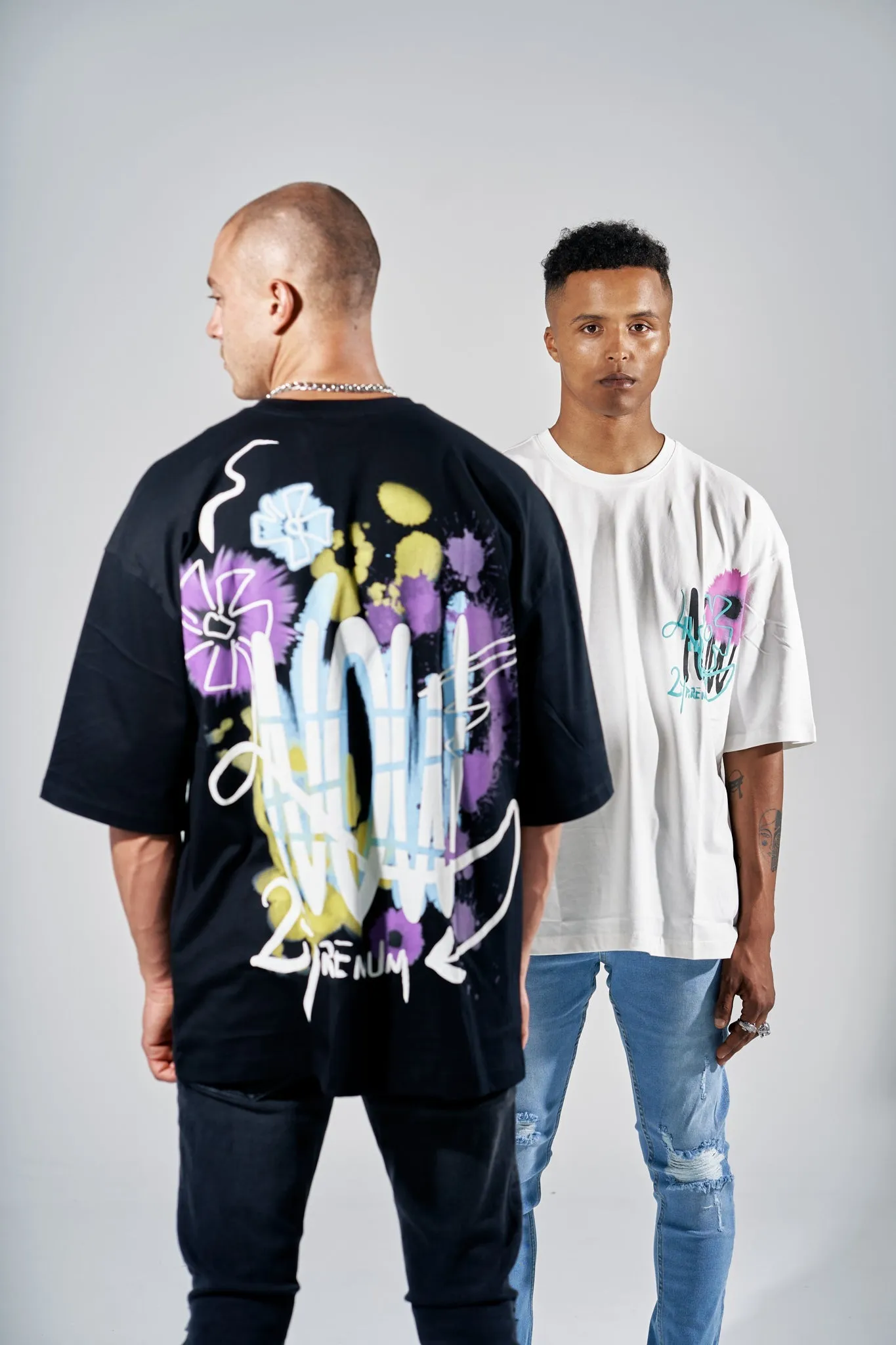 Flower Splash Oversized Tee White