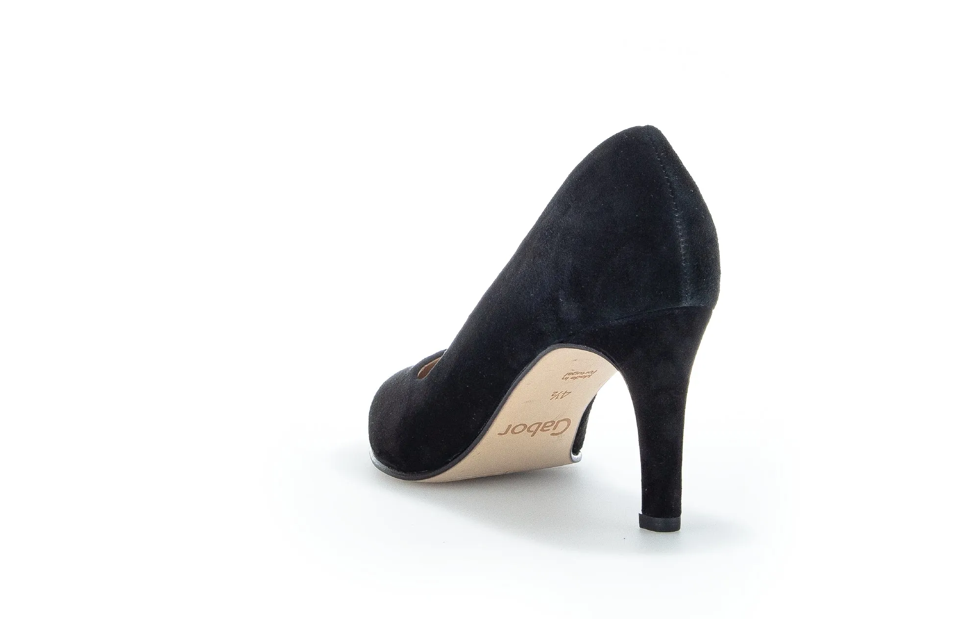 GABOR Black Suede Pointed Toe Court Shoe 38017