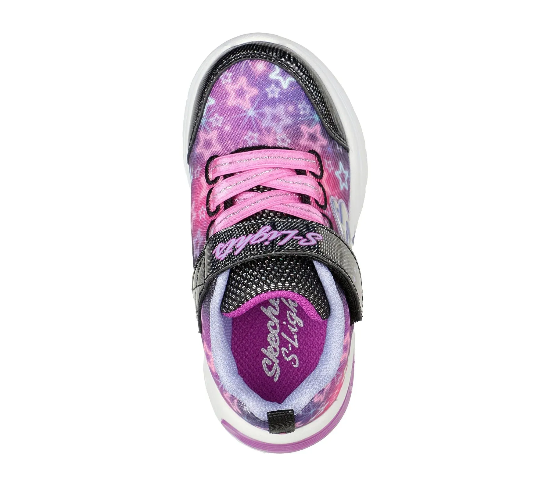 Girls Skechers Trainers Black Multi Strap Light Up Star Sparks 302324N/BKMT