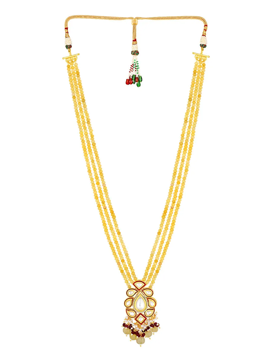 Golden, Yellow Kundan polki Necklace Set