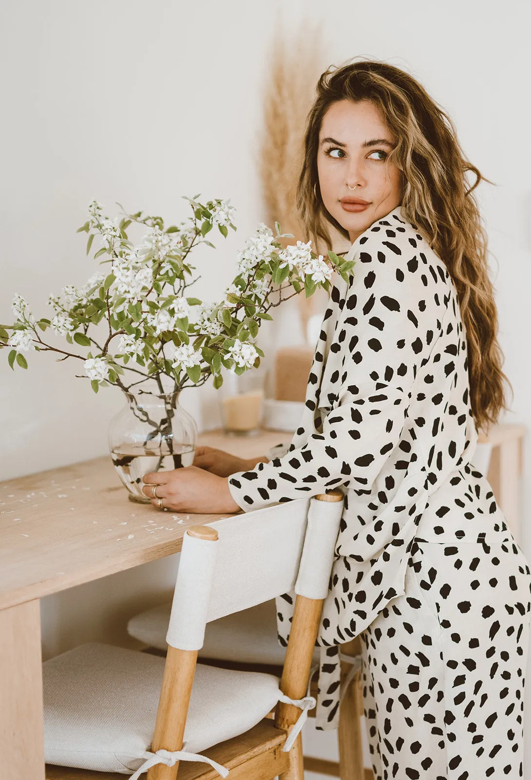 High Waisted Cropped Pant | Spots Dots