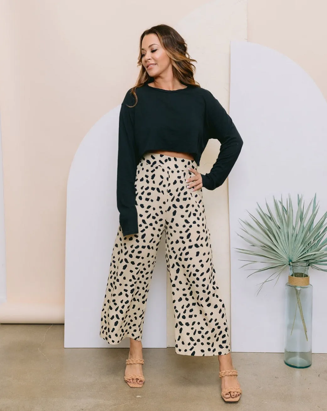 High Waisted Cropped Pant | Spots Dots