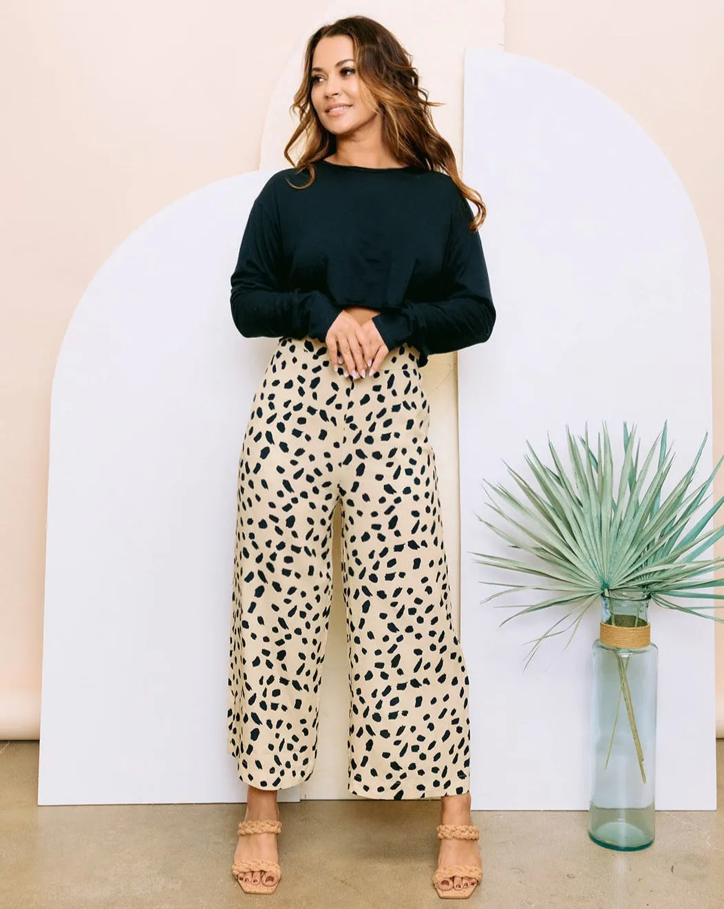 High Waisted Cropped Pant | Spots Dots