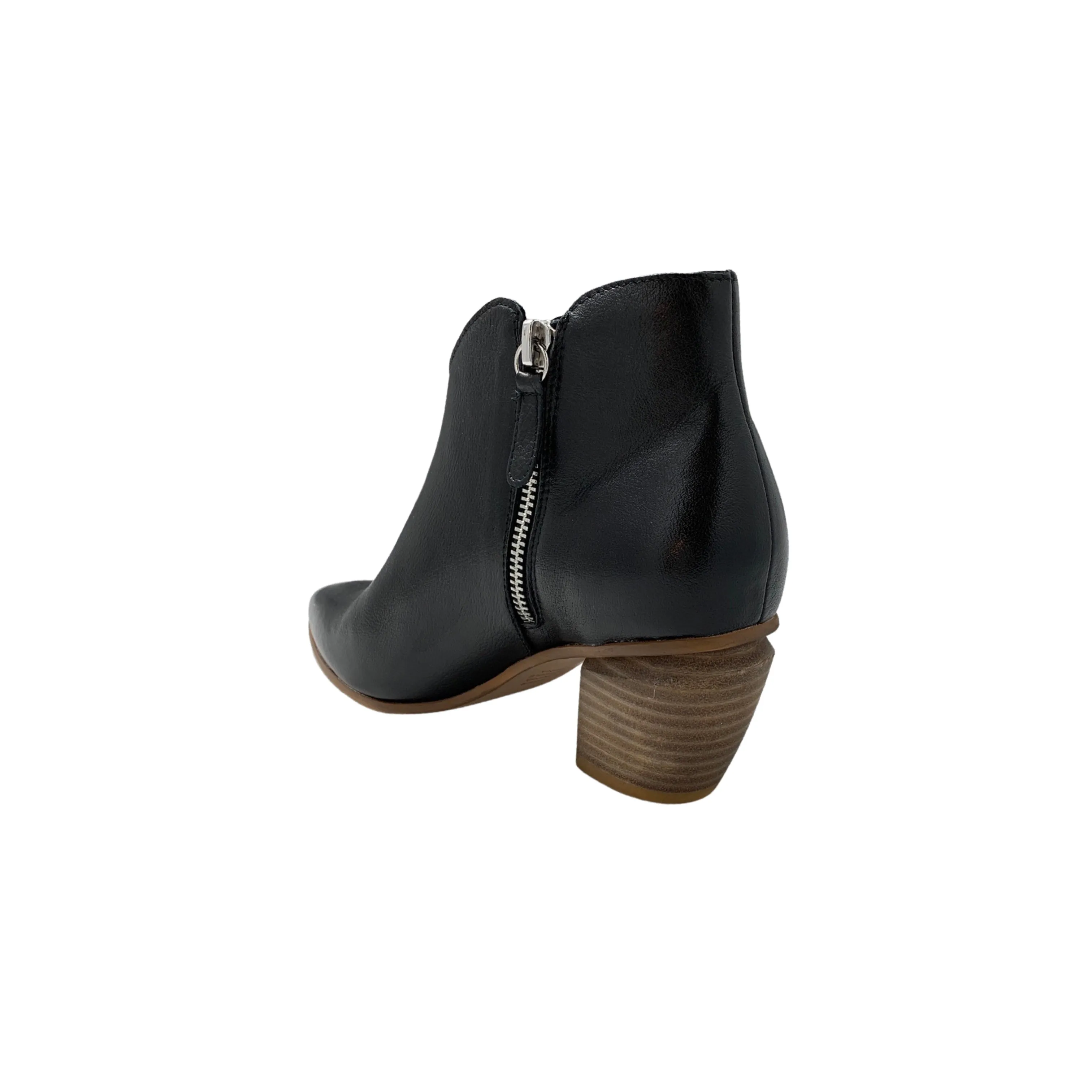 Josky Black Leather Ankle Boot