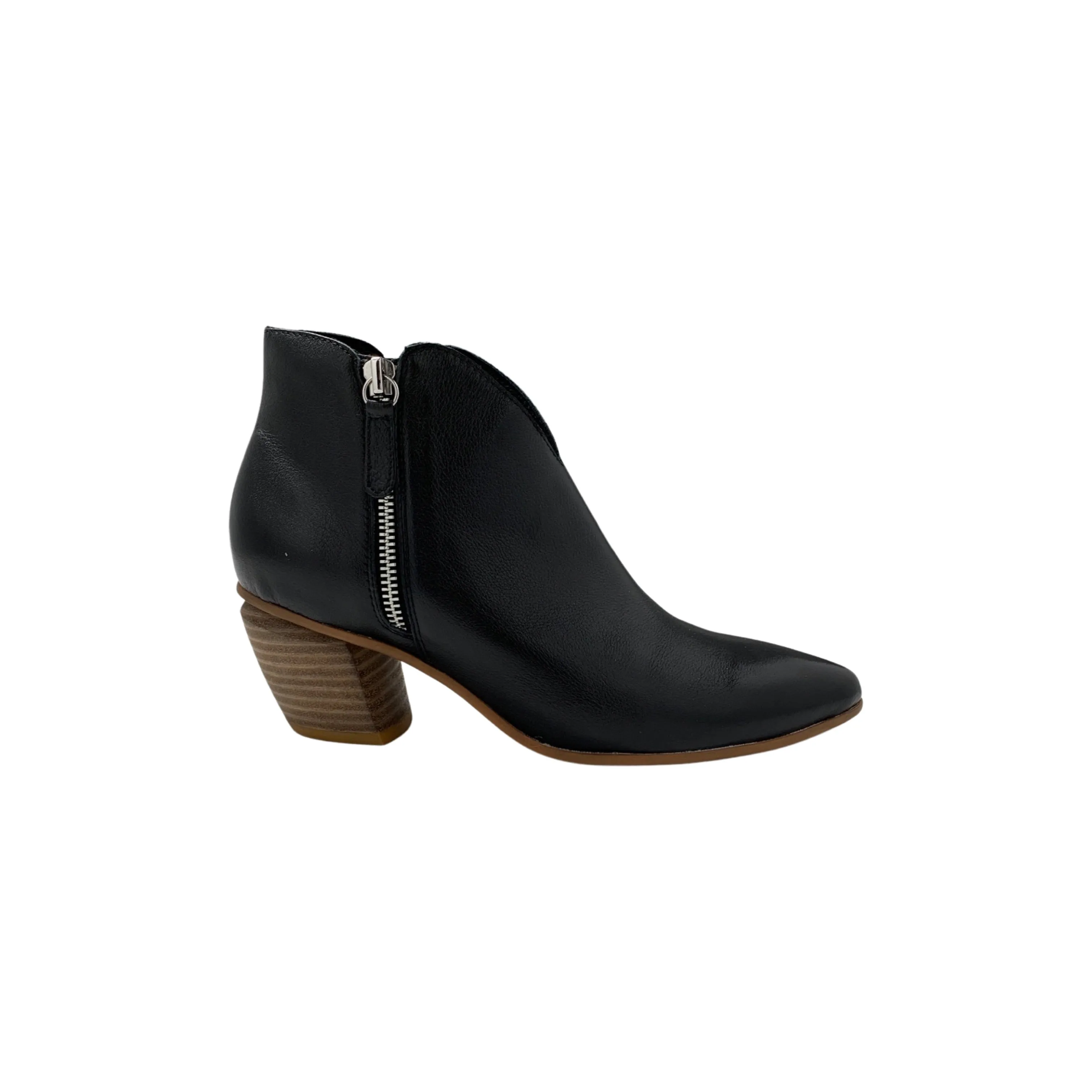 Josky Black Leather Ankle Boot