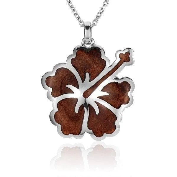 Koa Wood Hibiscus Pendant