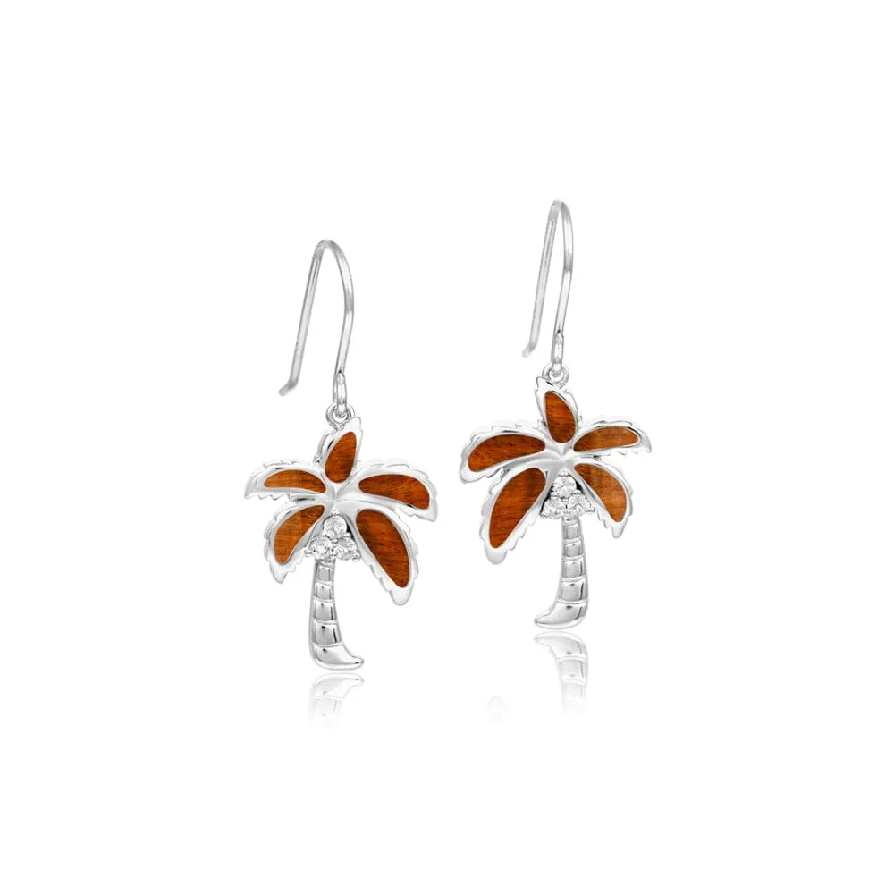 Koa Wood Royal Palm Tree Earrings