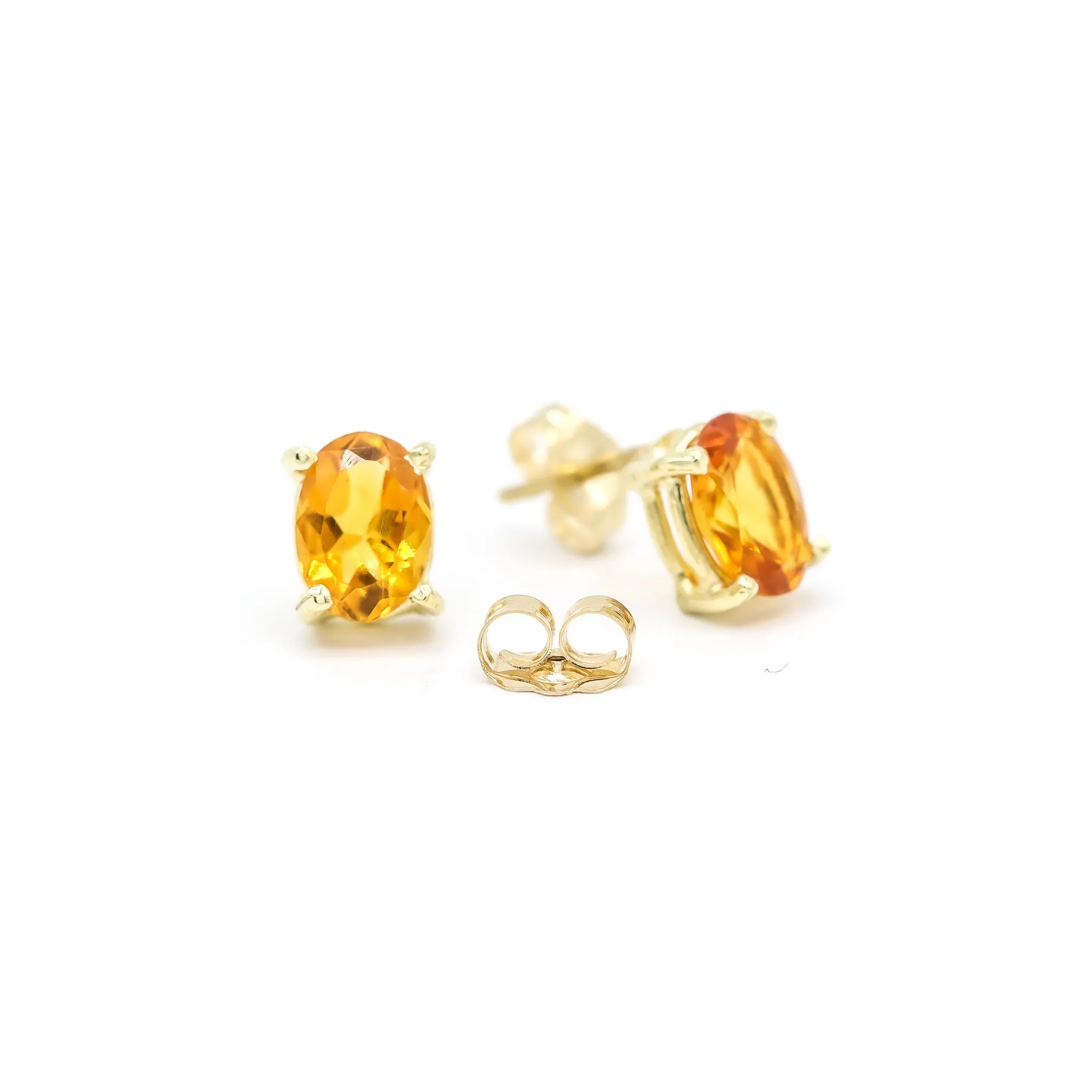 Ladies Cocktail Citrines 14k Yellow Gold Stud Earrings