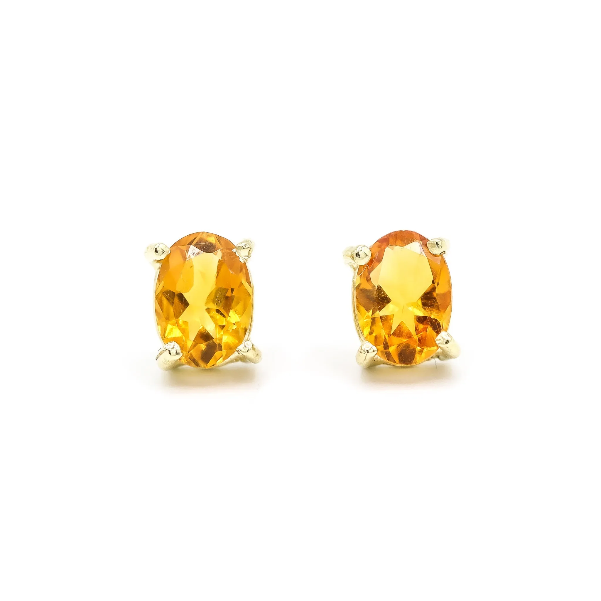 Ladies Cocktail Citrines 14k Yellow Gold Stud Earrings