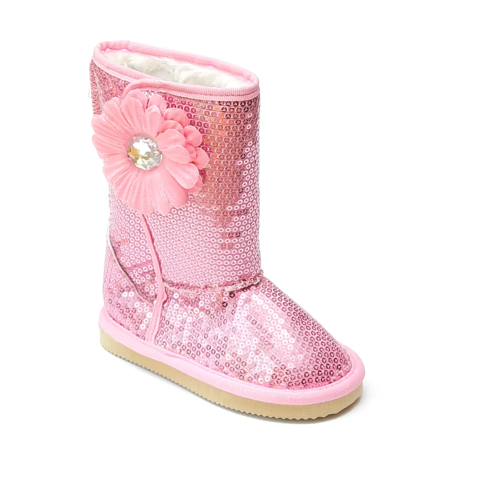 L'Amour Girls Sequin Flower Boot