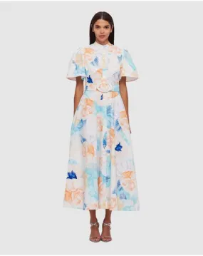 Leo Lin Bianca Short Sleeve Midi Dress - Rosebud Cream Print