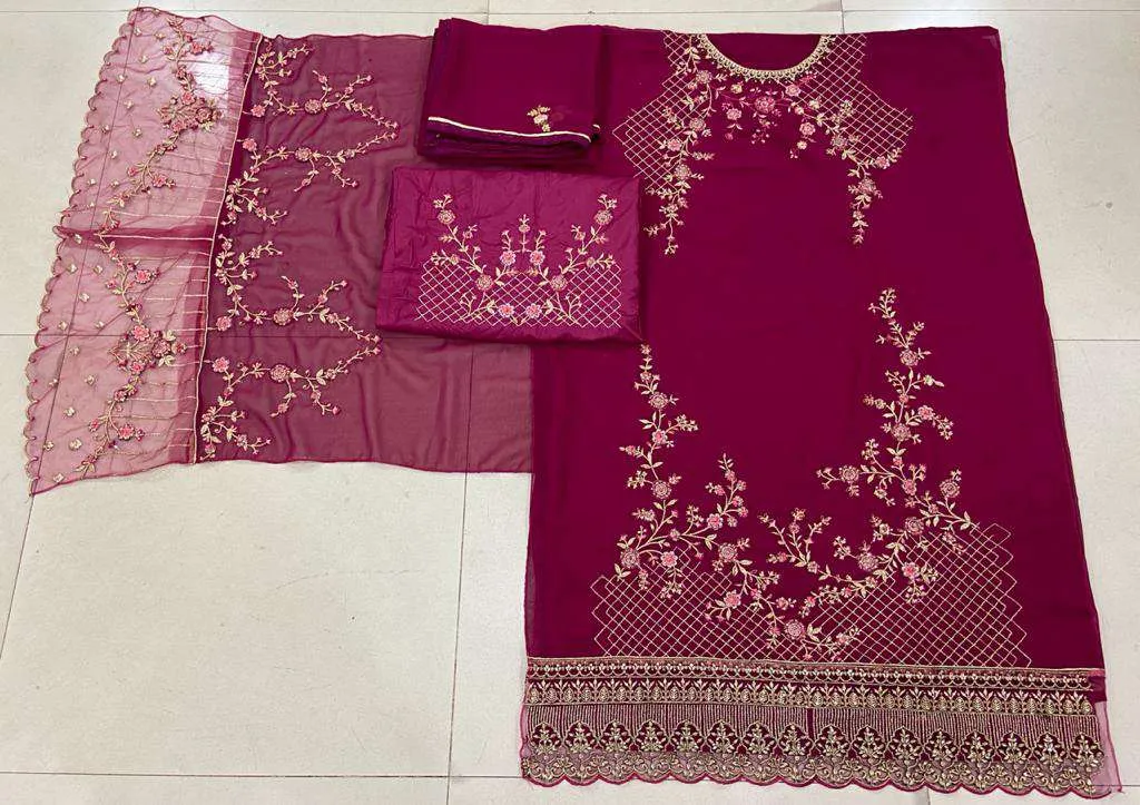 Light Maroon Colour Heavy Georgette Partywear Dress