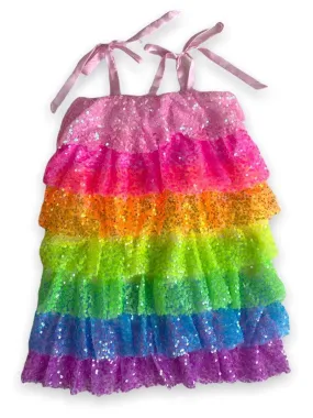 Lola and The Boys Neon Sequin Ruffle Dress