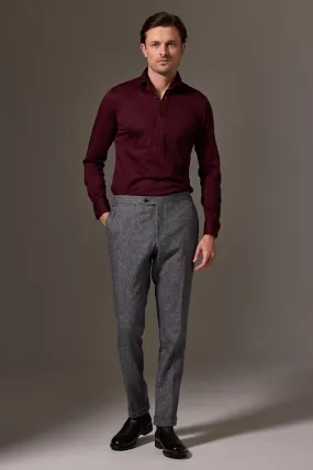 Magnus Long Sleeve Polo Shirt - Burgundy Merino Wool