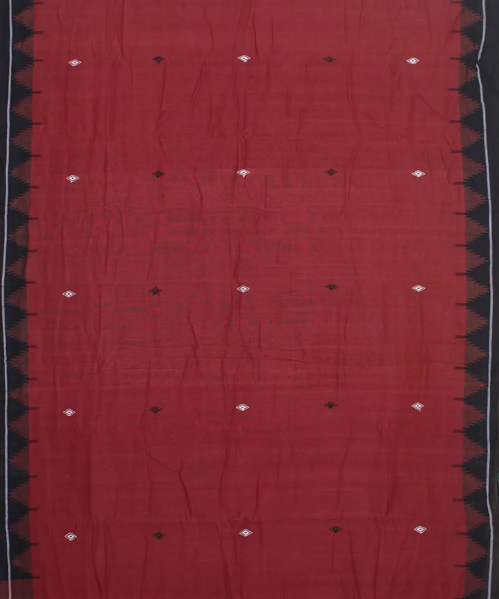 Maroon black cotton handwoven kotpad saree