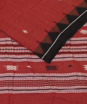 Maroon black cotton handwoven kotpad saree