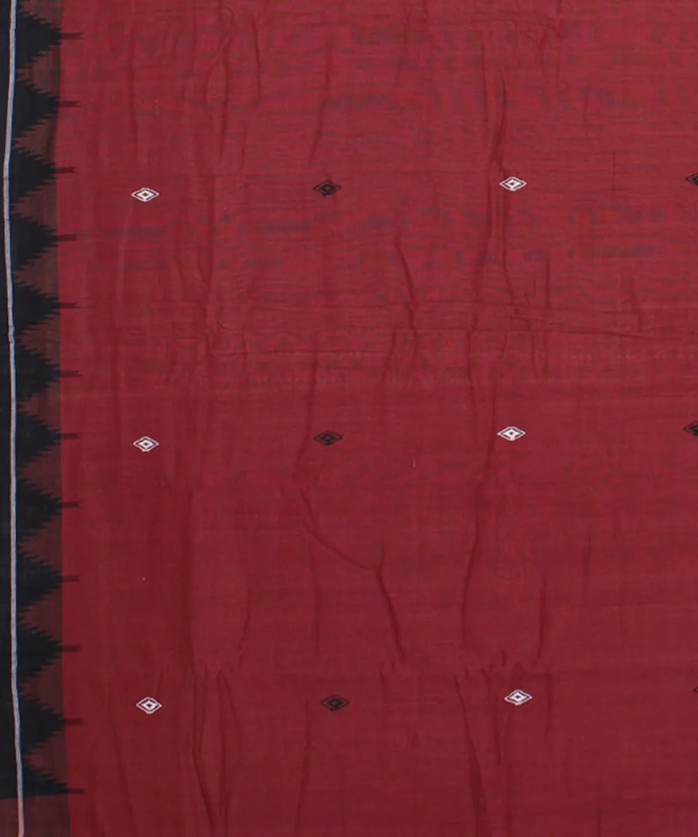 Maroon black cotton handwoven kotpad saree