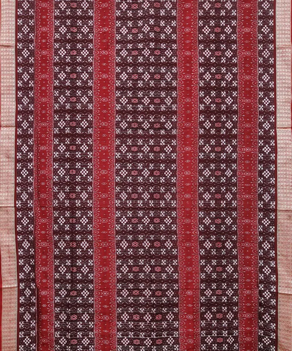 Maroon coffee Silk Handwoven Sambalpuri Saree