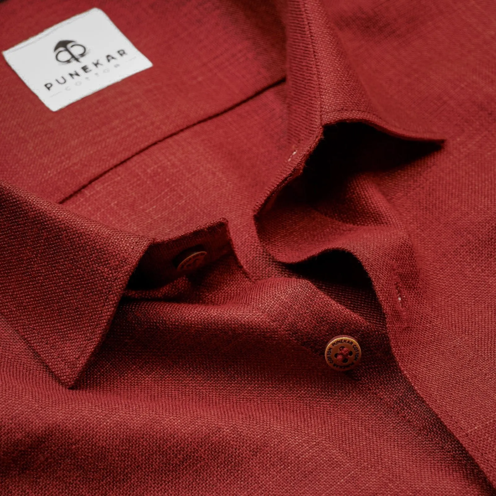 Maroon Color Blended Linen Shirt For Men's