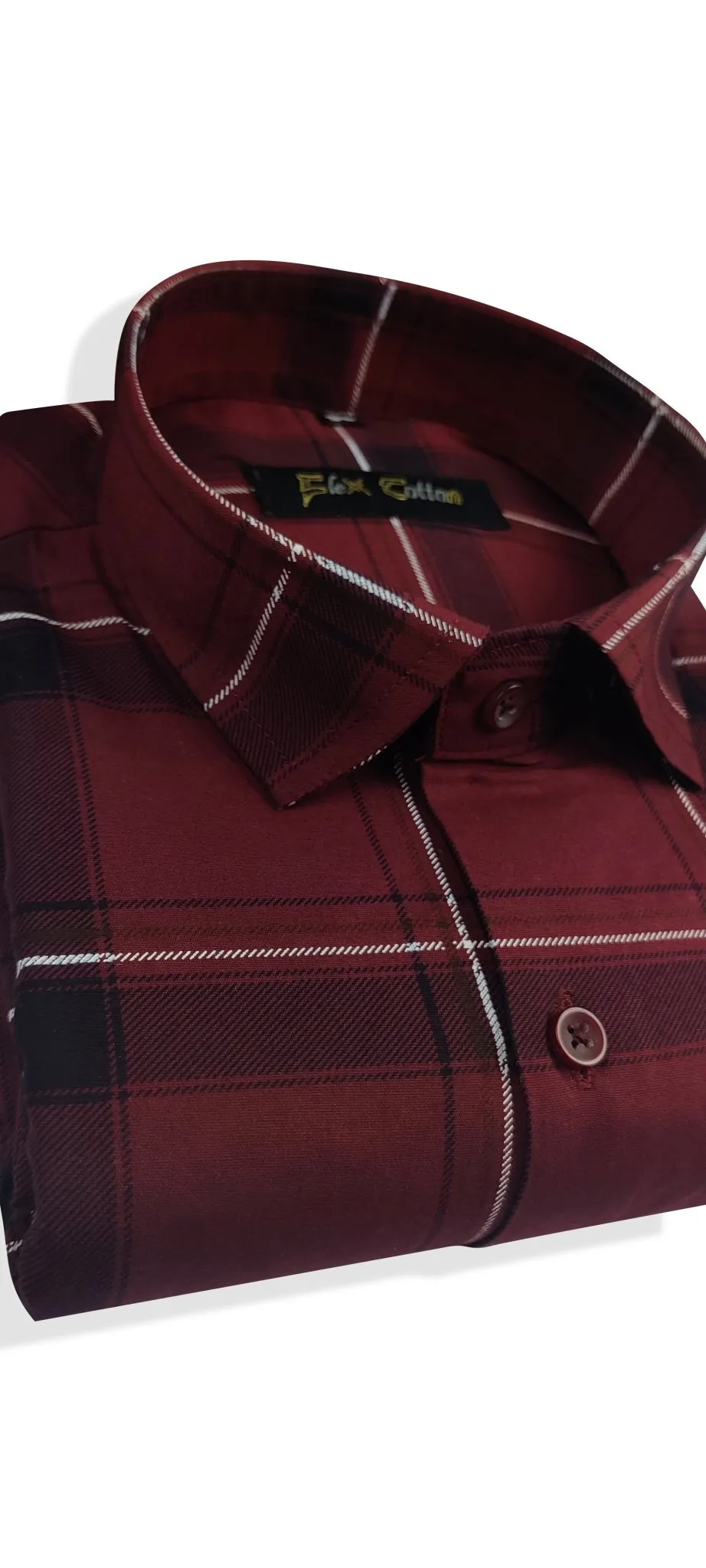 Maroon Color Pure Cotton Casual Checked Shirt For Men