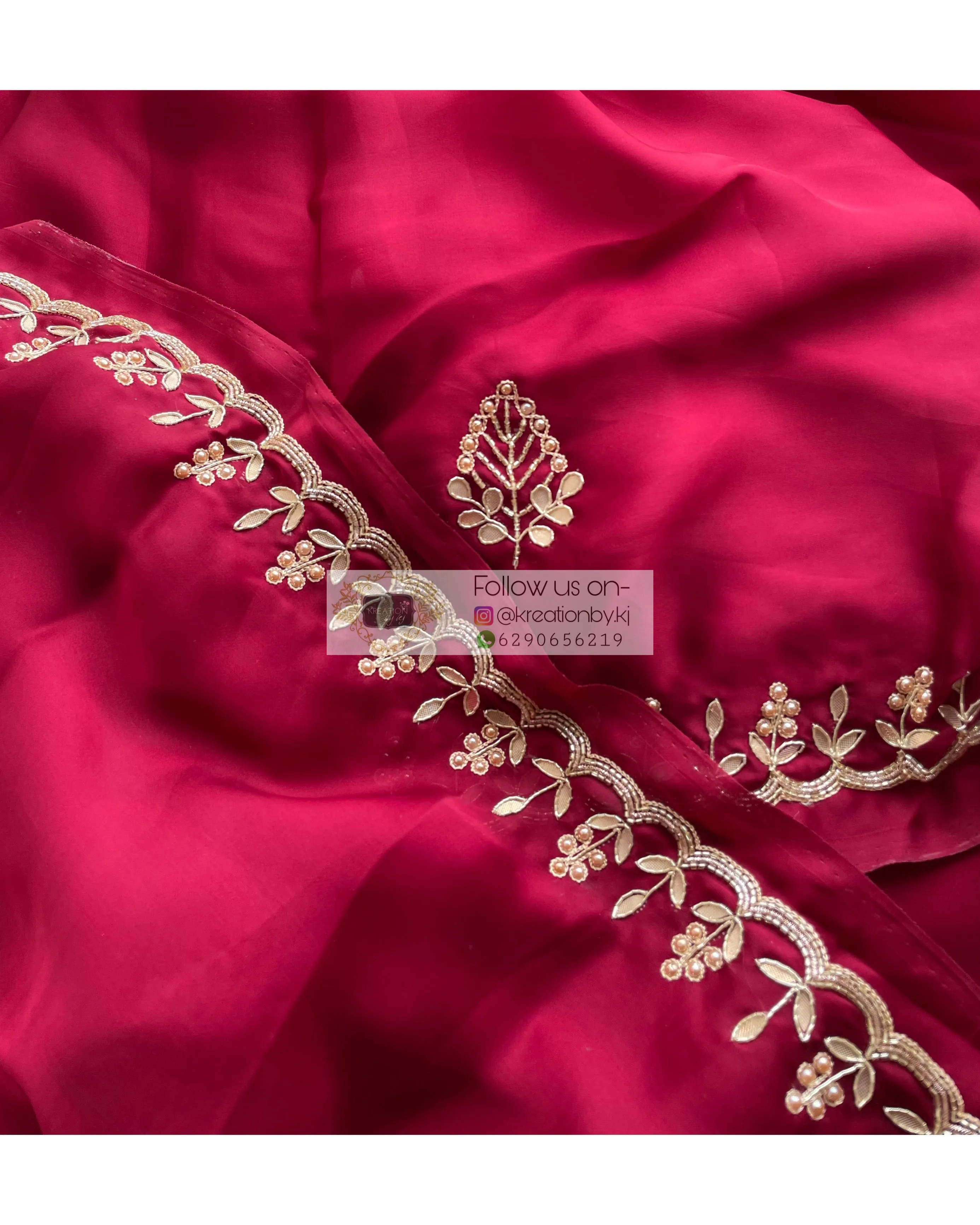 Maroon Crepe Silk Saree With Gota Patti Border