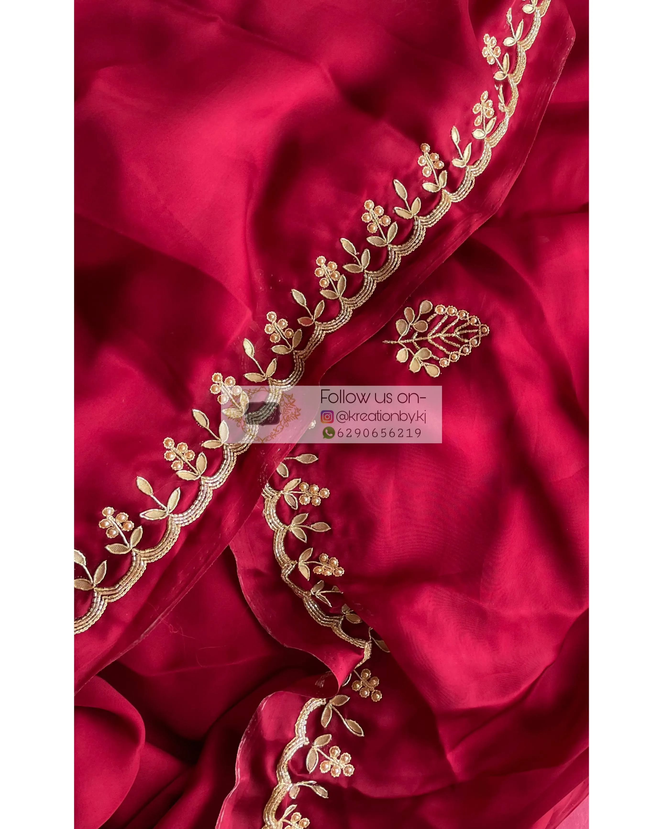 Maroon Crepe Silk Saree With Gota Patti Border