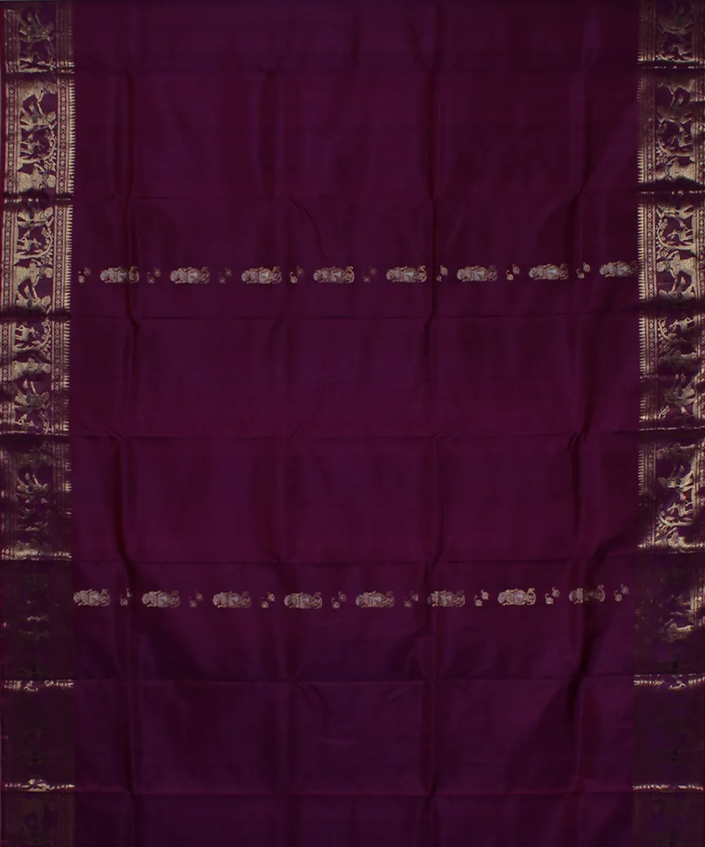 Maroon handwoven baluchari swarnachari silk saree