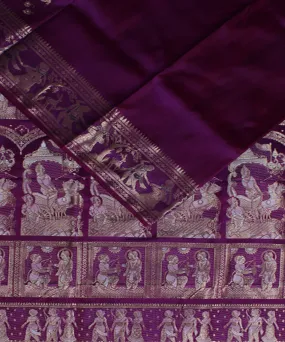 Maroon handwoven baluchari swarnachari silk saree