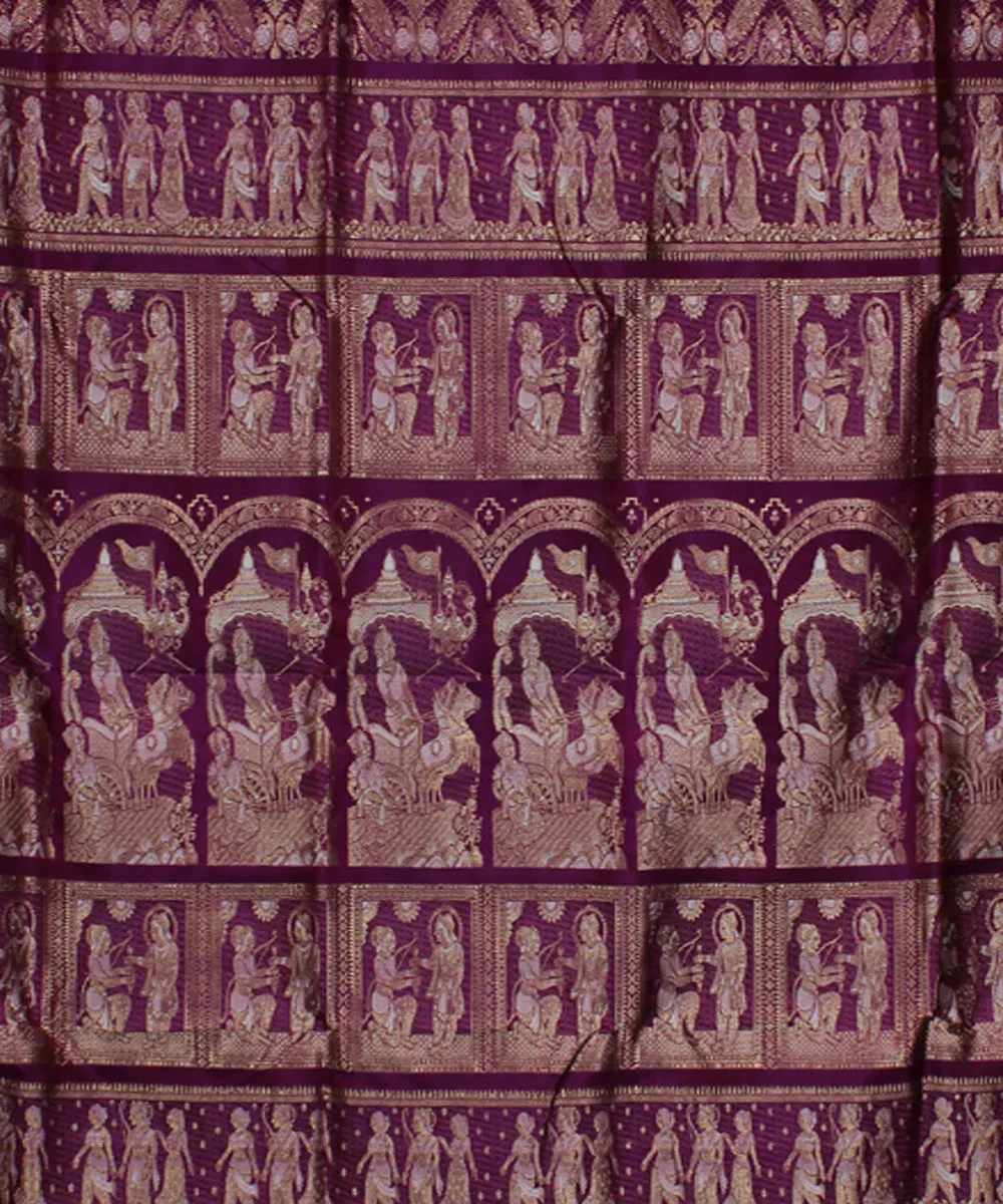 Maroon handwoven baluchari swarnachari silk saree