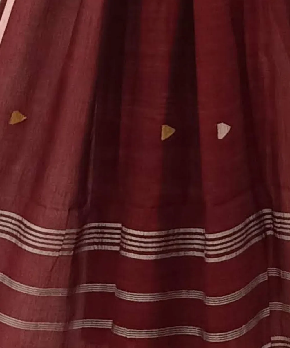 Maroon handwoven jamdani cotton stole