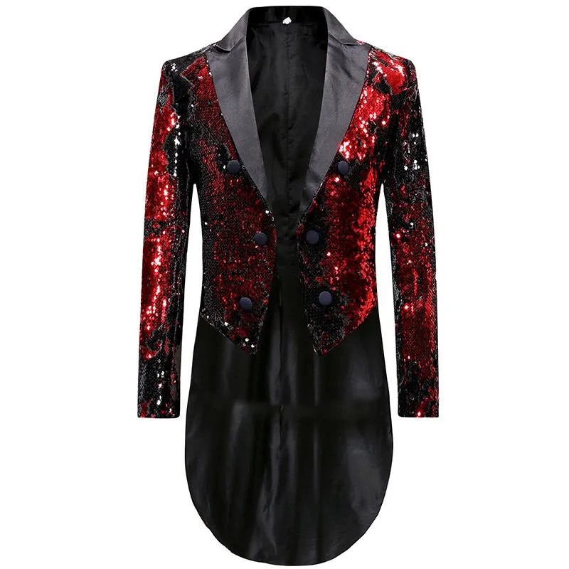 Maroon Reversible Sequin Swallowtail Blazer