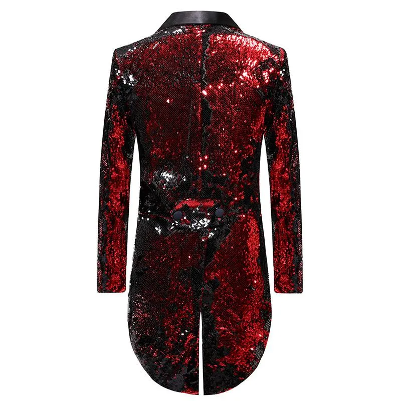 Maroon Reversible Sequin Swallowtail Blazer