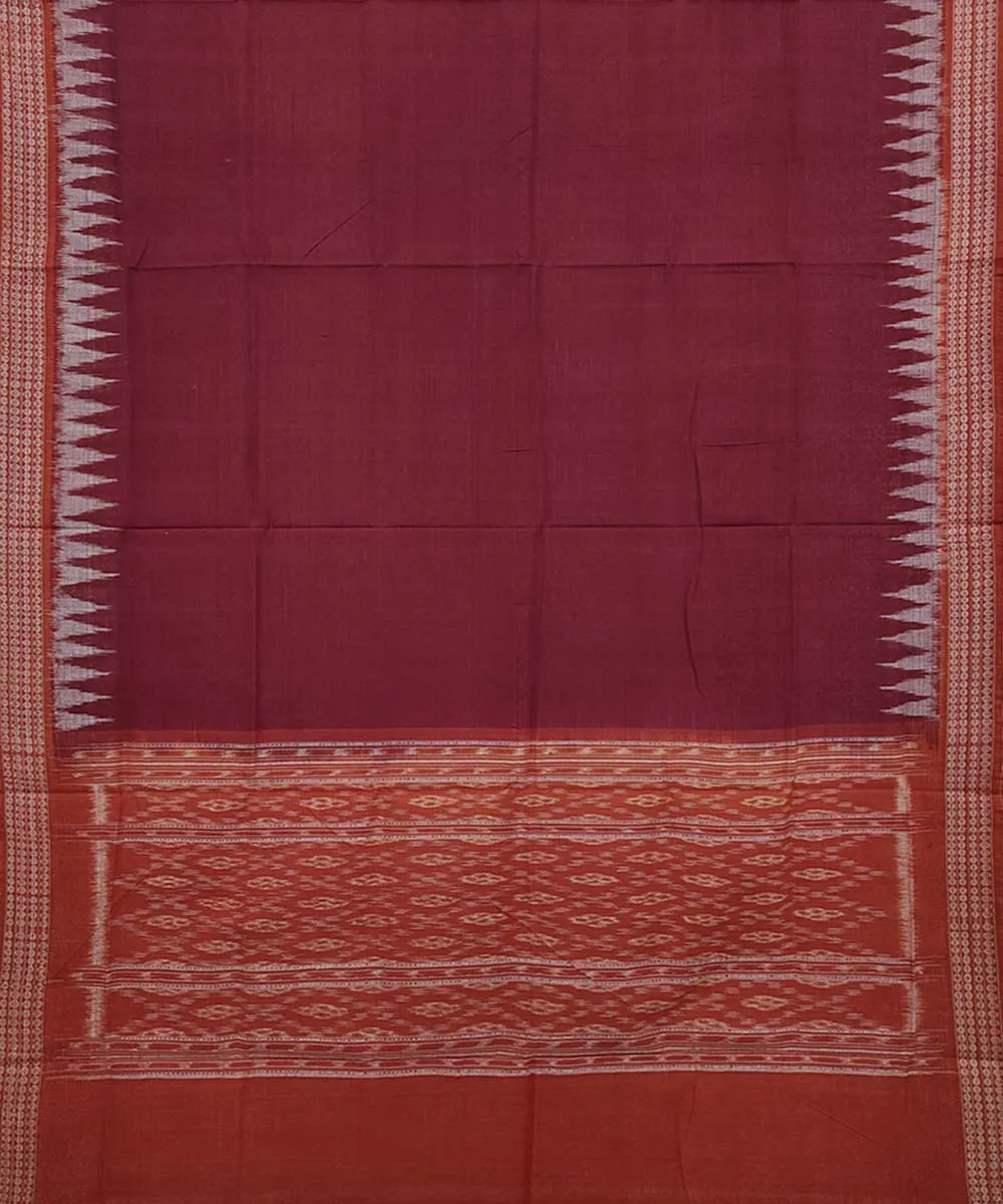 Maroon rust handwoven cotton sambalpuri dupatta