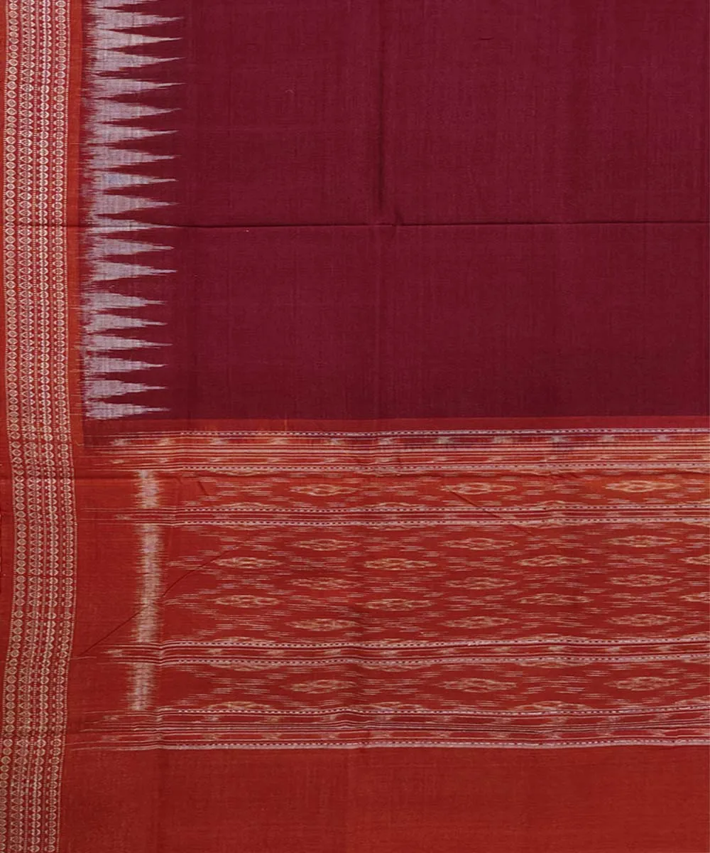 Maroon rust handwoven cotton sambalpuri dupatta