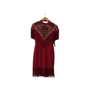 Nasty Gal Maroon Embroidered Fringe Dress | Brand New |