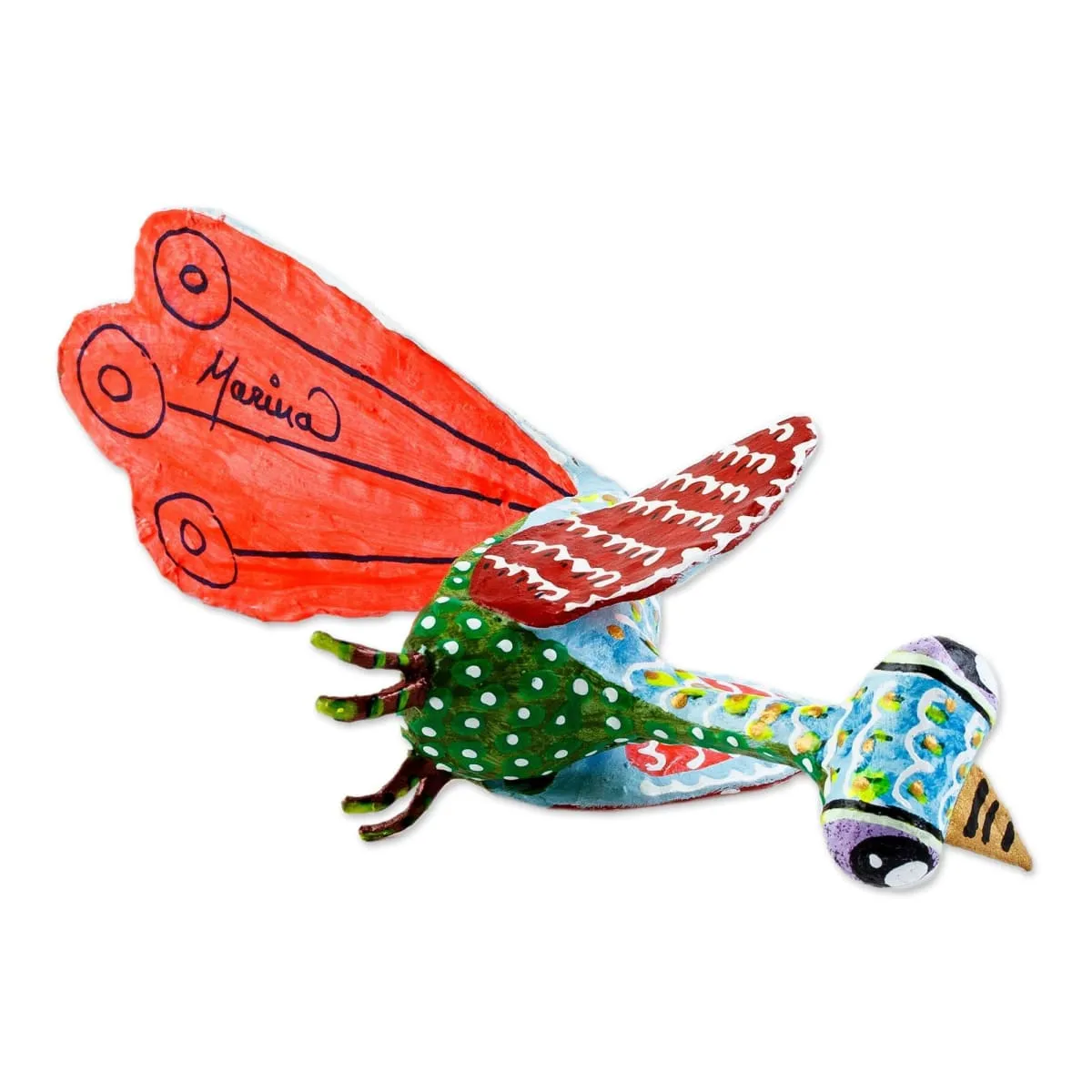 Novica Colorful Bird Papier Mache Alebrije Sculpture