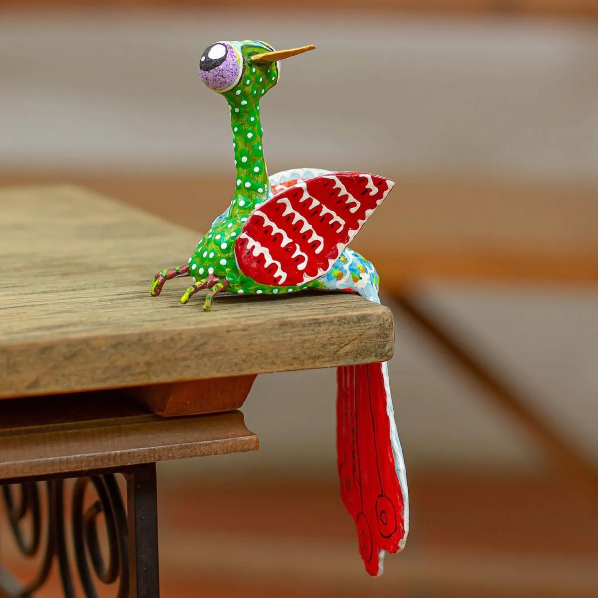 Novica Colorful Bird Papier Mache Alebrije Sculpture