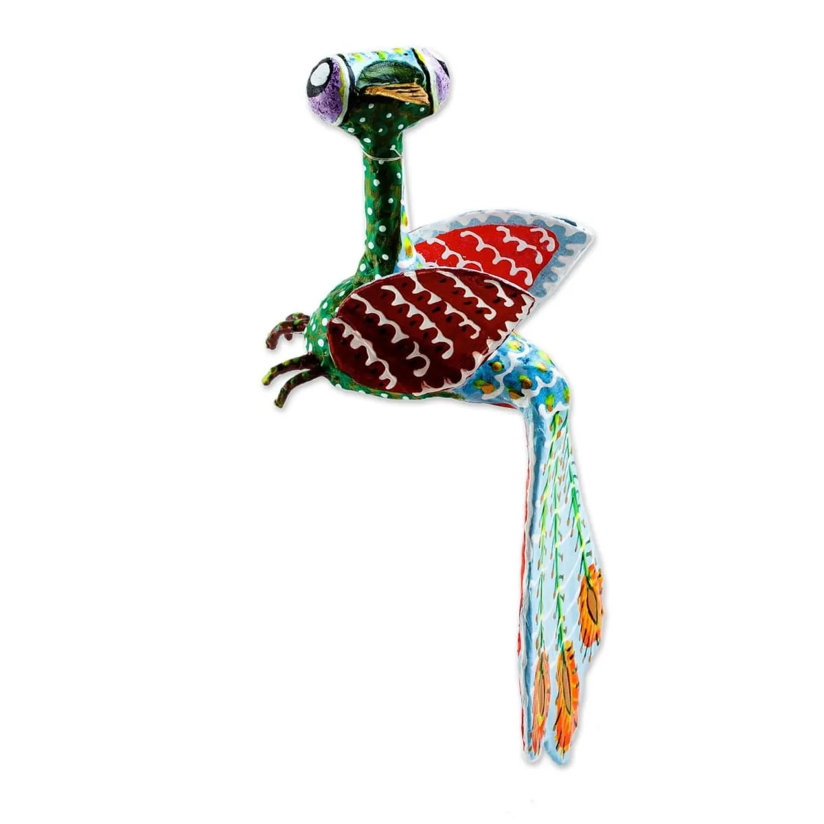 Novica Colorful Bird Papier Mache Alebrije Sculpture