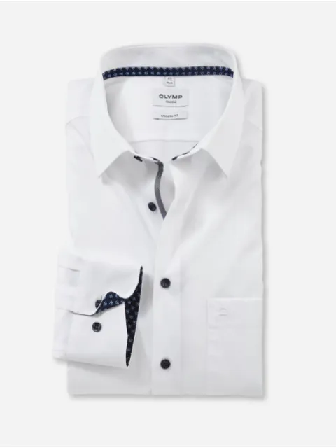 Olymp Modern Fit Contrast Trim Shirt/White - New AW23