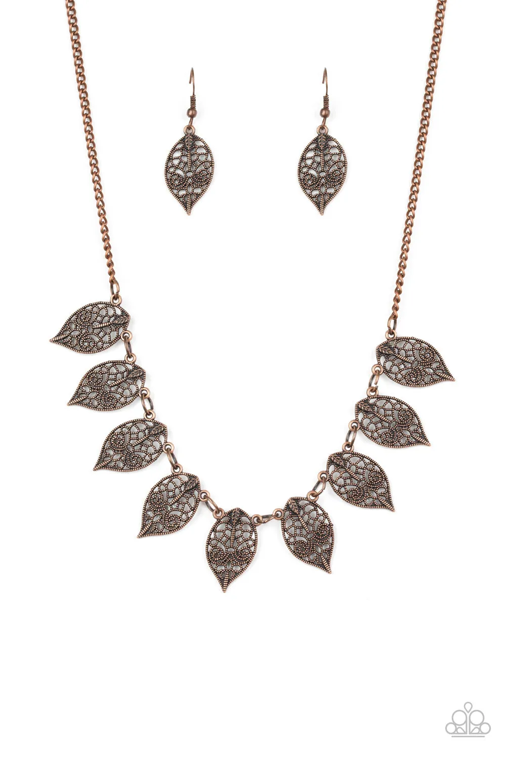 Paparazzi Leafy Lagoon Copper Necklace Set