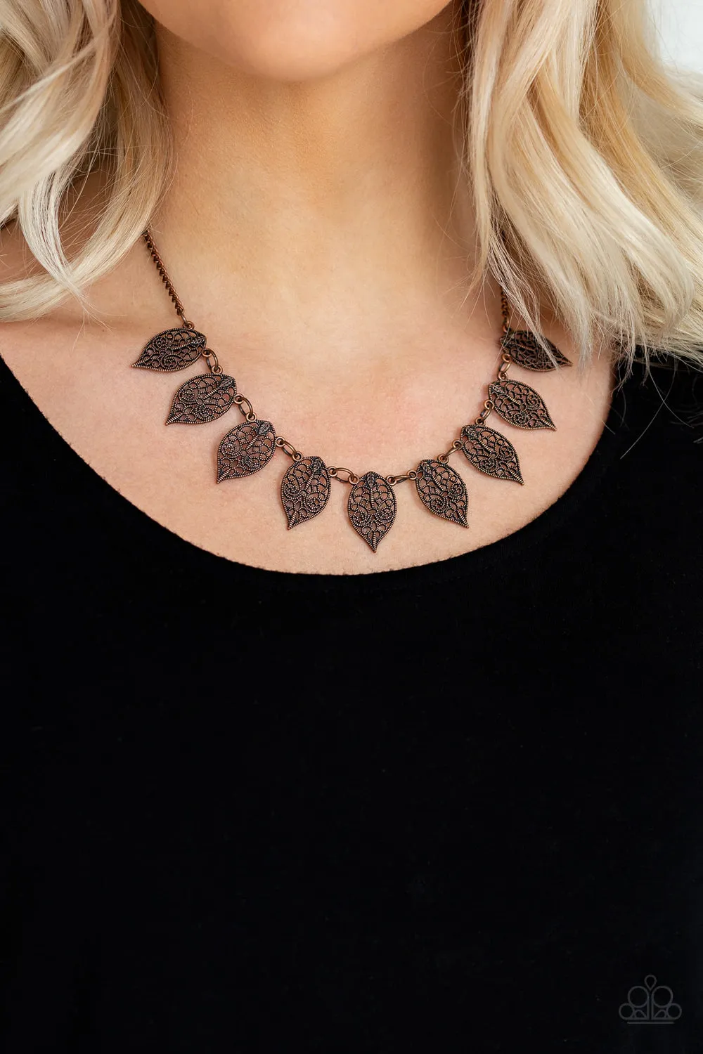 Paparazzi Leafy Lagoon Copper Necklace Set