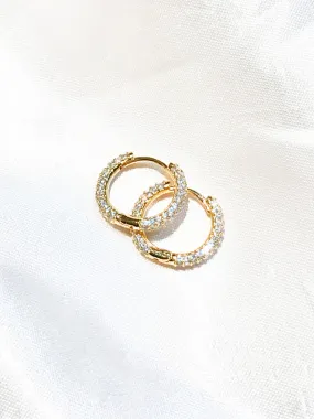 Pave Set CZ Huggie Hoops