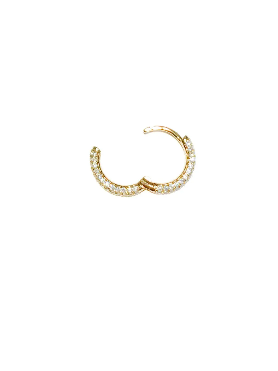 Pave Set CZ Huggie Hoops