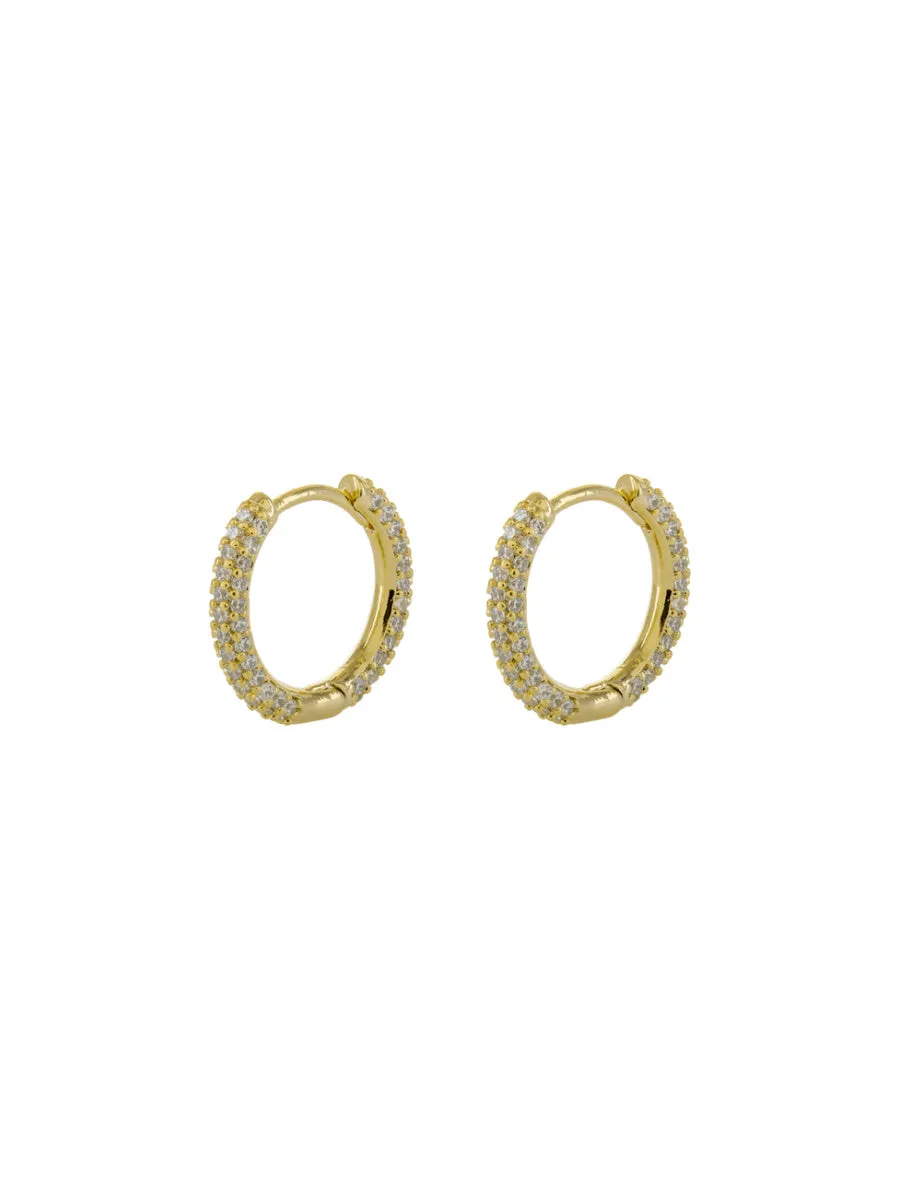 Pave Set CZ Huggie Hoops