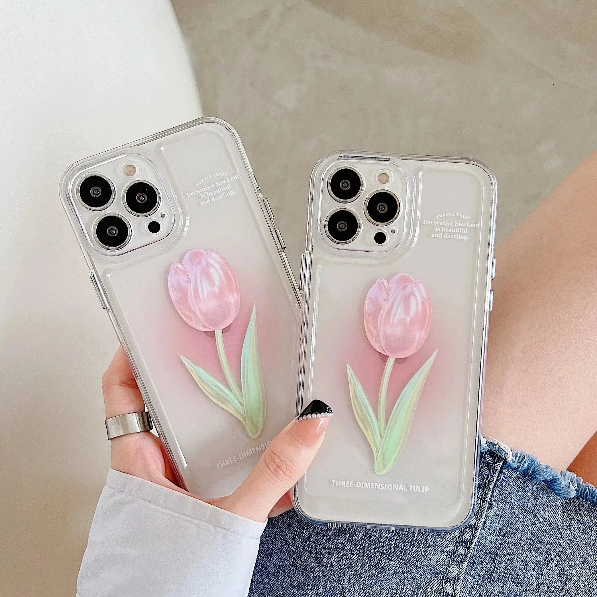 Pink Tulip Flower Phone Cases For iPhone