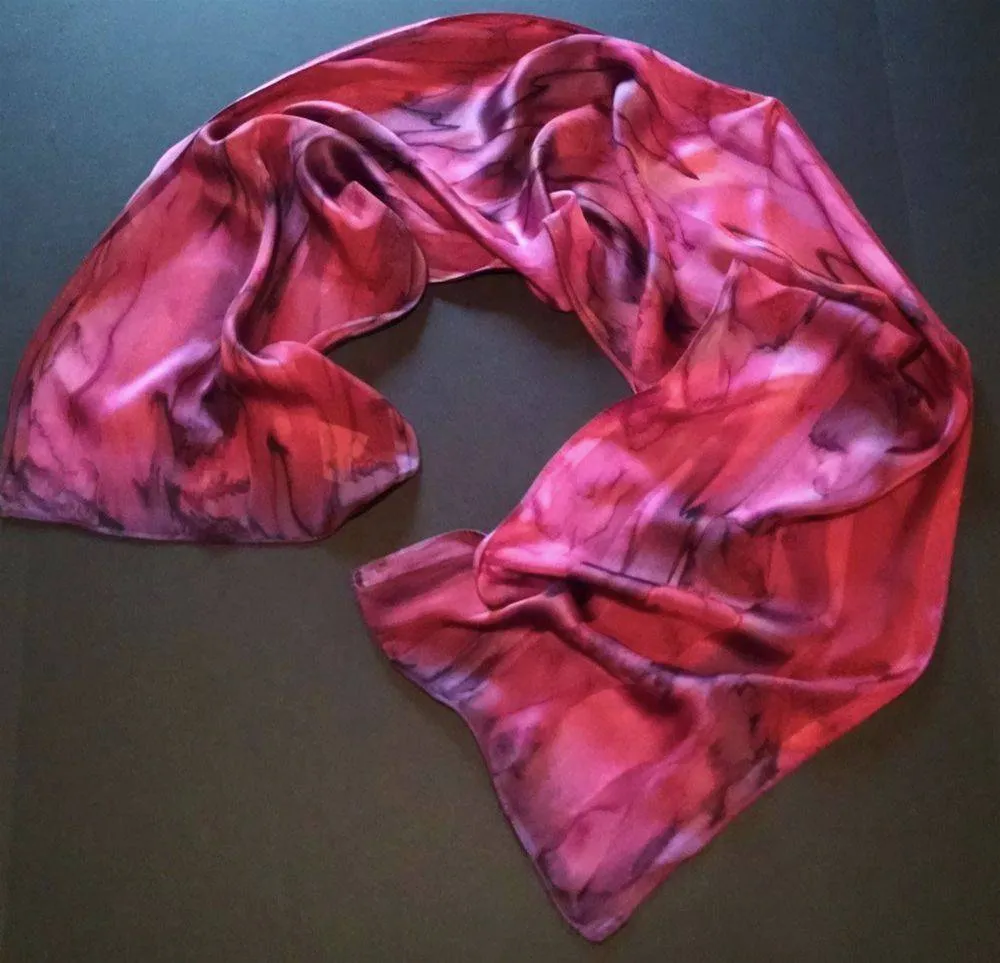 Plum Hand Painted Silk Scarf