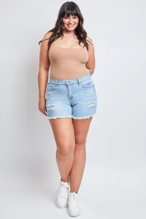 Plus Size Women's Vintage Dream Frayed Hem Shorts