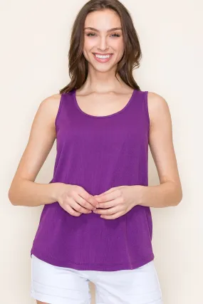 Purple Ribbed Sleeveless Top